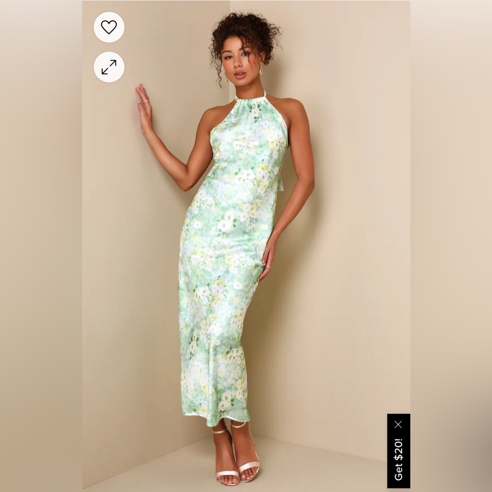 Lulus Backless Satin Maxi Dress. Size M. Perfect for spring weddings